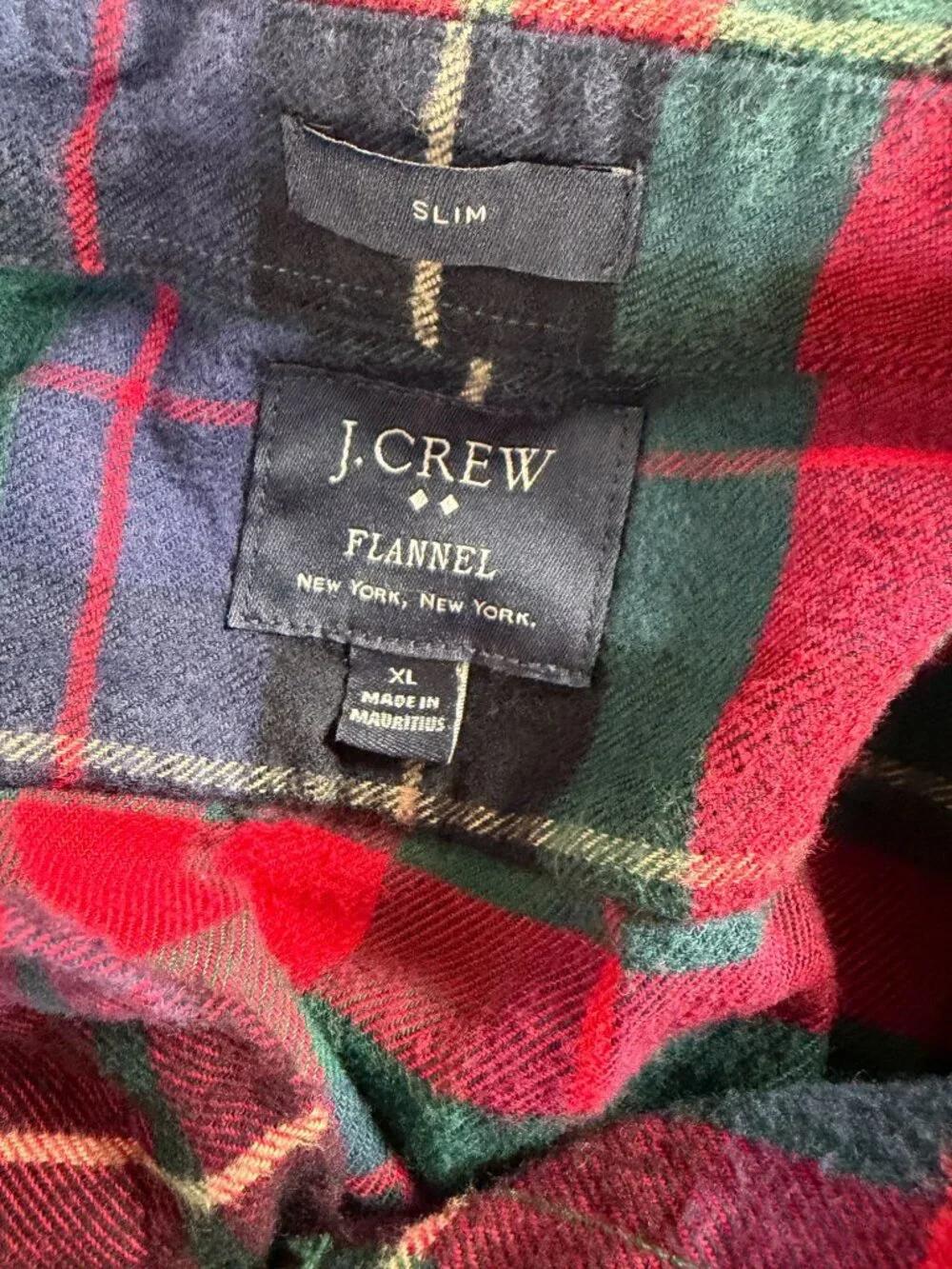 J.Crew Men's Flannel Plaid Long Sleeve Button Up Shirt Slim Fit XL Red/Green